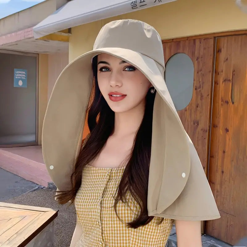 Elegant Wide Brim Sun Protection Shawl Hat For Women