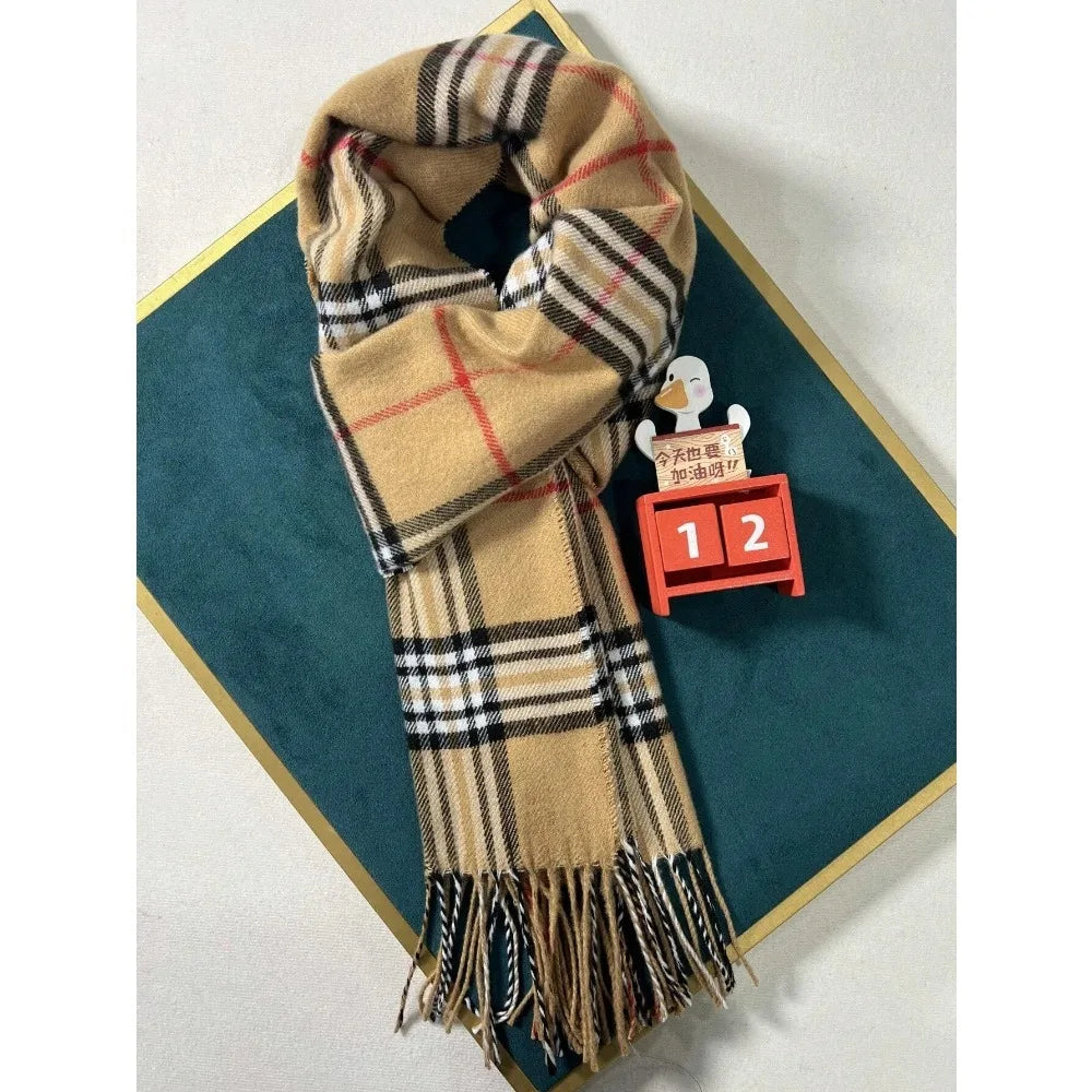 Plaid Cashmere Feel Winter Scarf And Neck Warmer