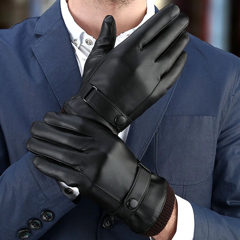 Touch Screen Men's Leather Gloves For Winter