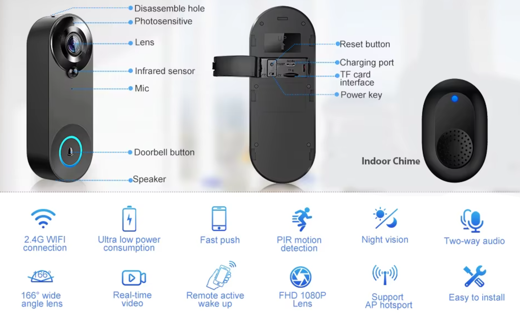 Flexora Wireless WiFi Video Doorbell