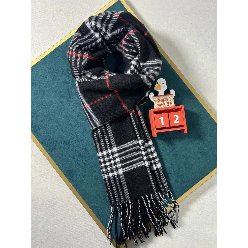 Plaid Cashmere Feel Winter Scarf And Neck Warmer