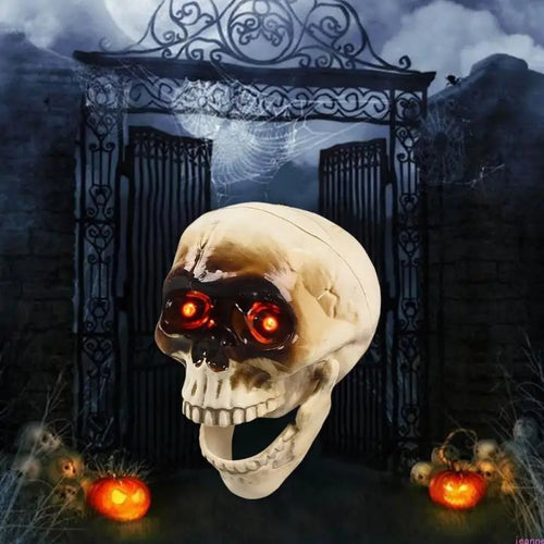Animated Halloween Skeleton Head With Flashing Eyes