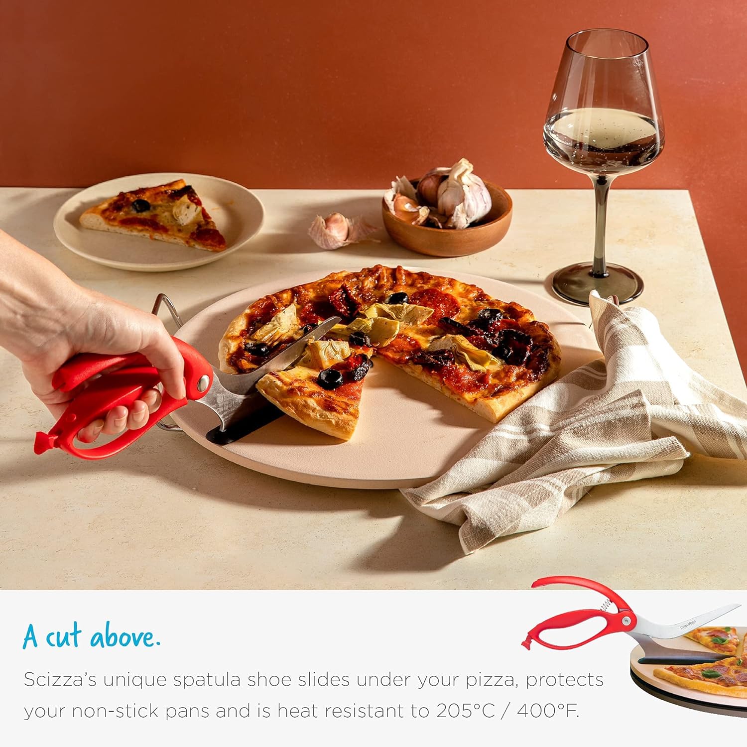 Non-Stick Pizza Scissors With Protective Server