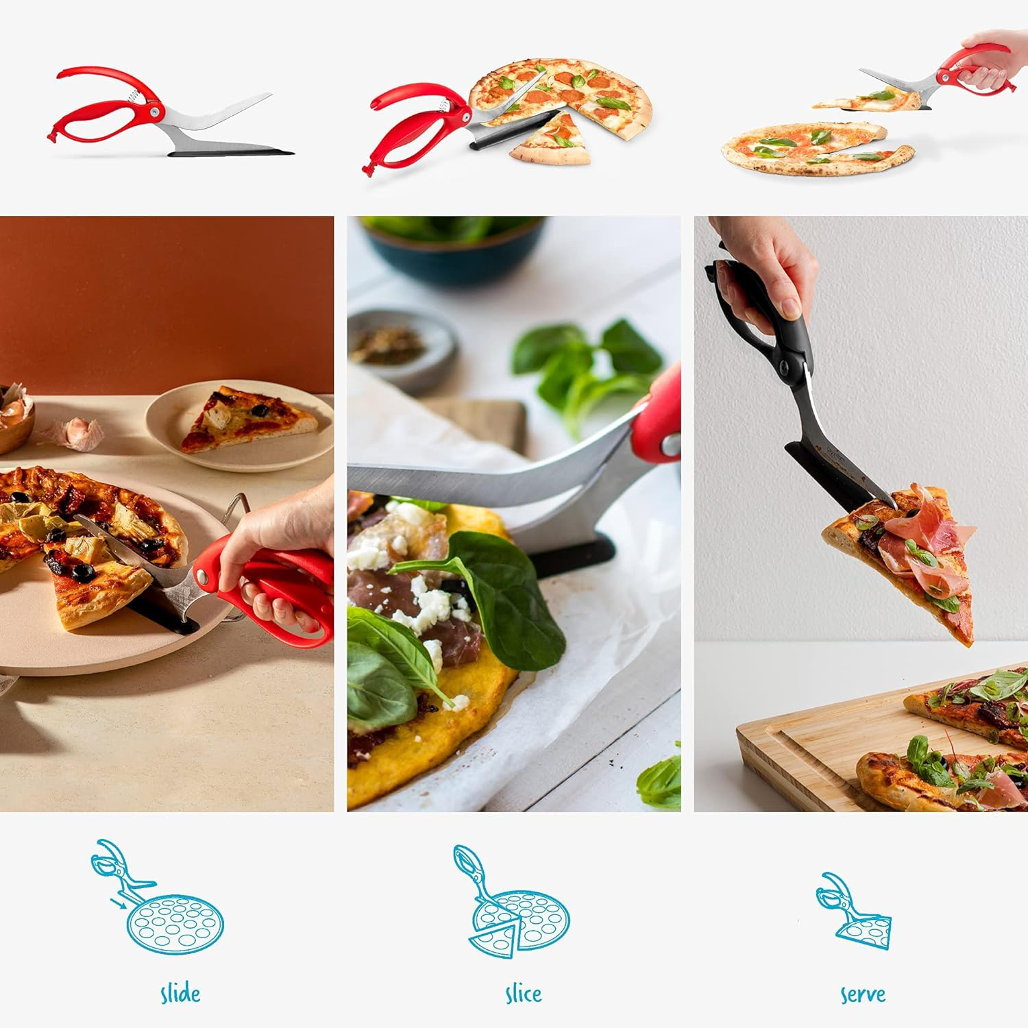 Non-Stick Pizza Scissors With Protective Server