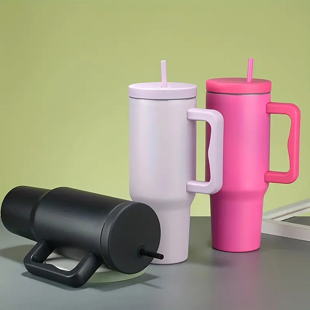 Trendy Stainless Steel Insulated Water Bottle With Straw...