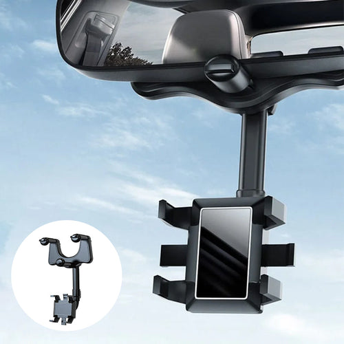 360 Degree Rotating Car Mirror Phone Holder