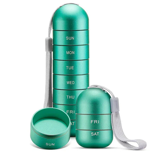 Aluminum 7 Days Portable Pill Organizer For Travel, Pill...