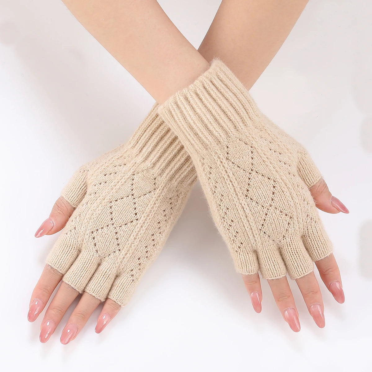 Soft Knit Fingerless Gloves For Winter