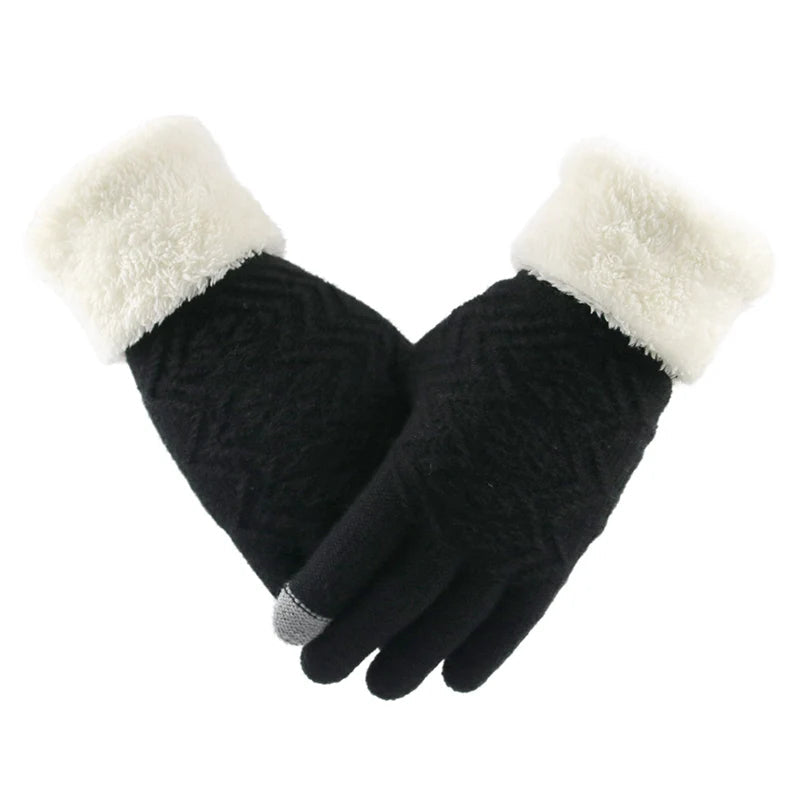 Plush Lined Touch Screen Knitted Gloves