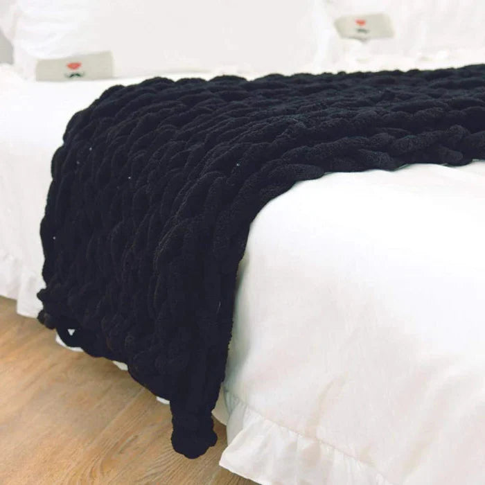 Chenille Chunky Knitted Blanket