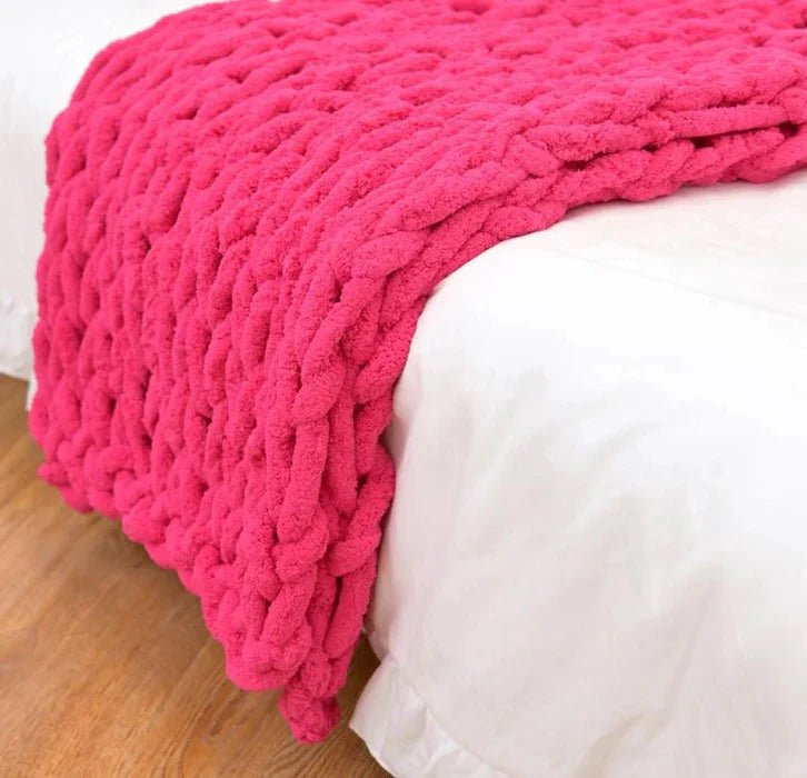 Chenille Chunky Knitted Blanket
