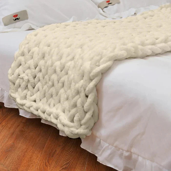 Chenille Chunky Knitted Blanket