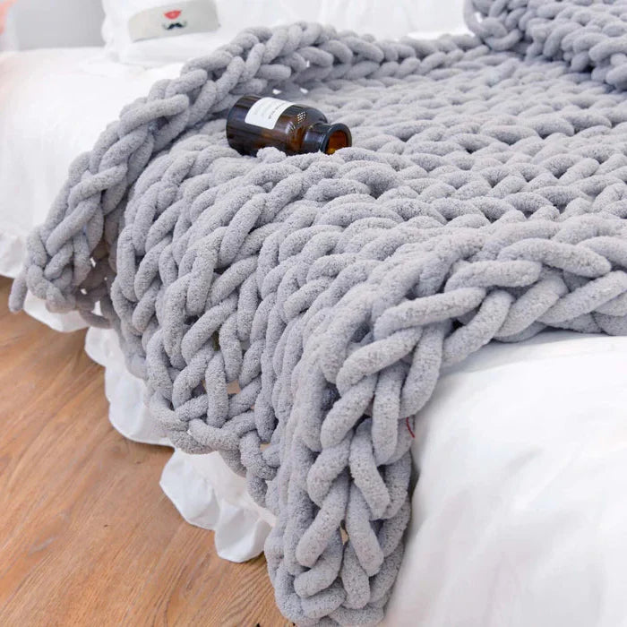 Chenille Chunky Knitted Blanket