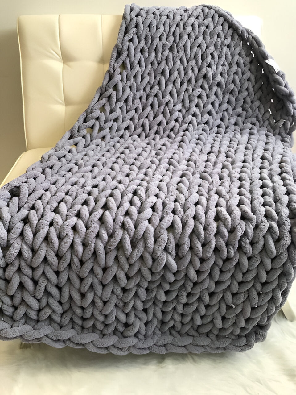 Chenille Chunky Knitted Blanket