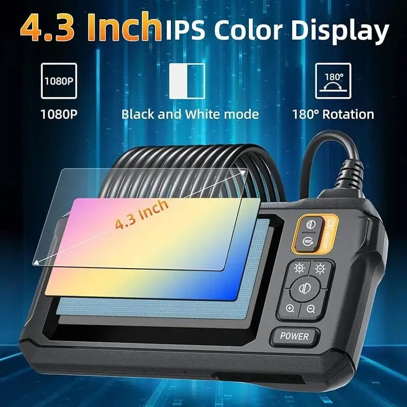 Industrial Endoscope Inspection Camera – 1080p Hd With 4.3-Inch Display Adjustable Lens