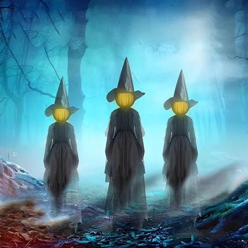 3PCS Halloween Decorations Sound Activated Witch