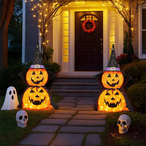 2 Pcs 3ft Halloween Collapsible Lighted In/Outdoor Pumpkin