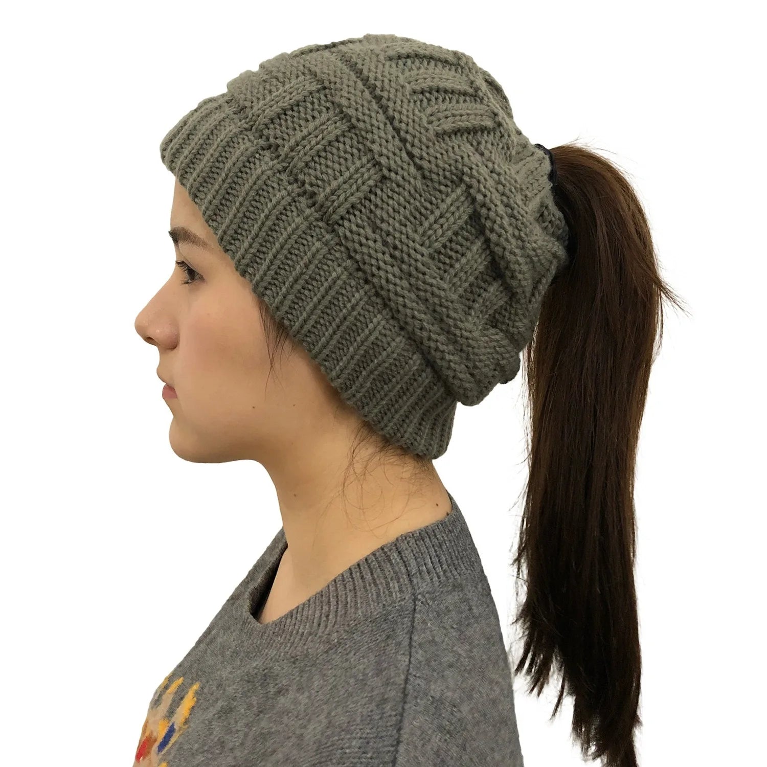 Women's Winter Ponytail Knit Hat