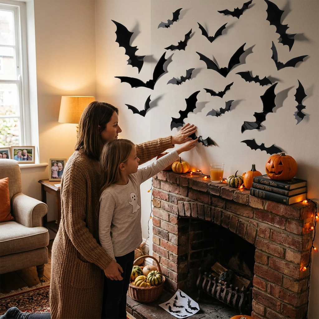 3D PVC Halloween Bats Wall Stickers