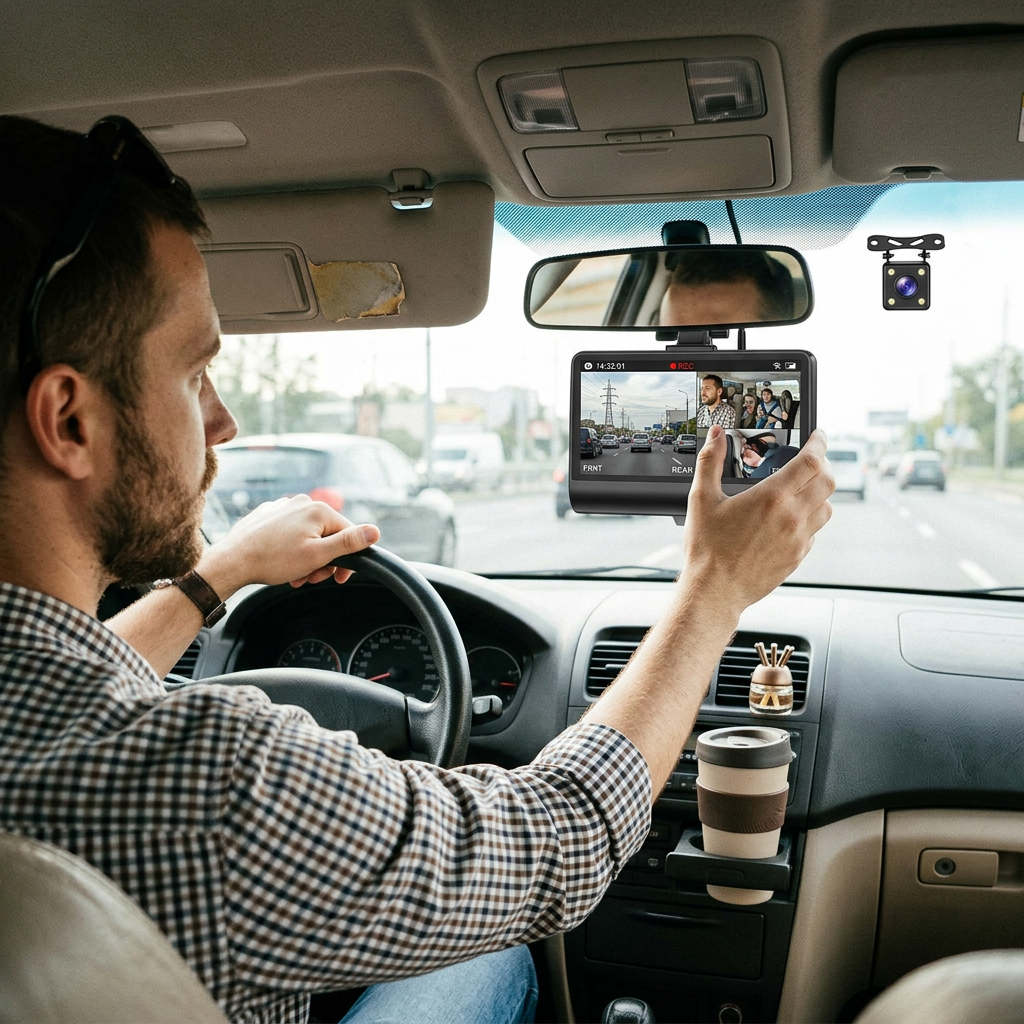 4 Inch Touch Screen Front and Rear Dash Cam