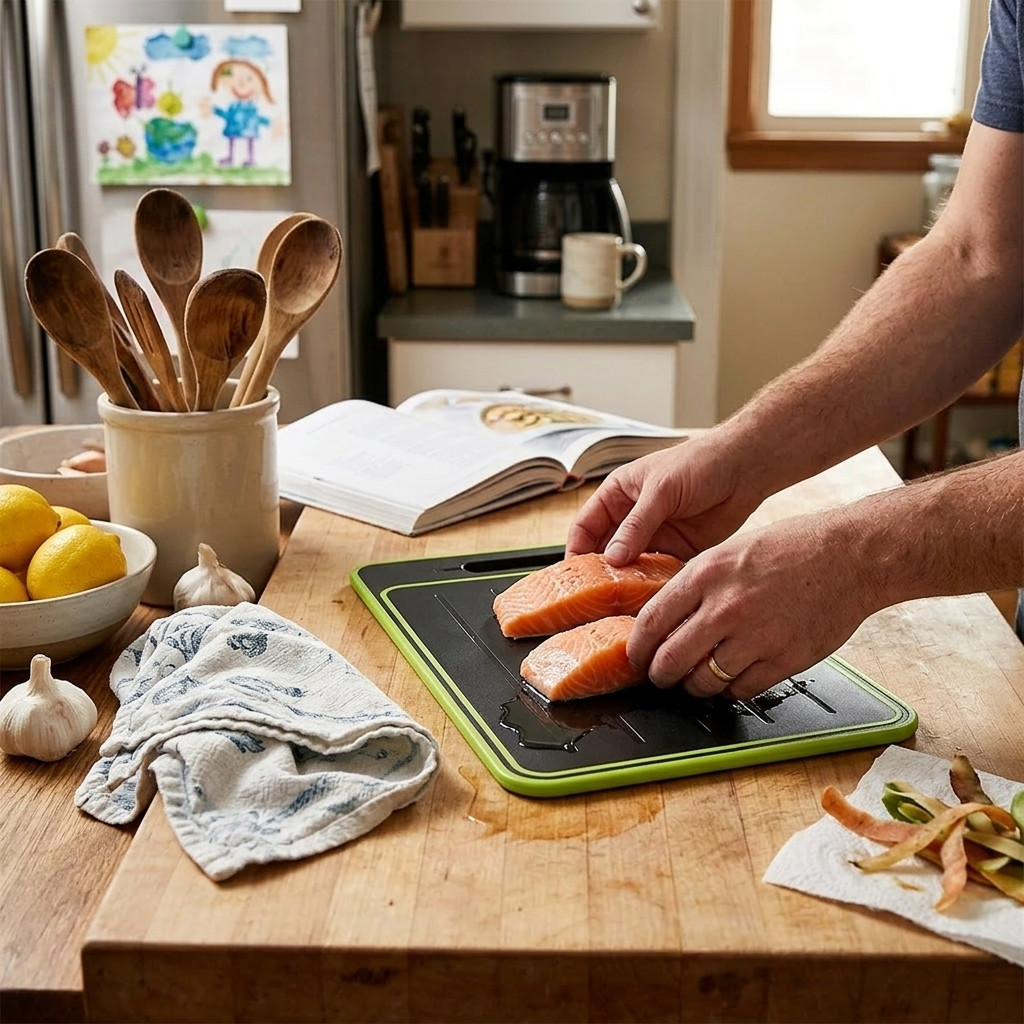4-in-1 Cutting Board with Thawing Tray and Sharpener