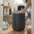 75L Collapsible Large Laundry Basket With Wheels