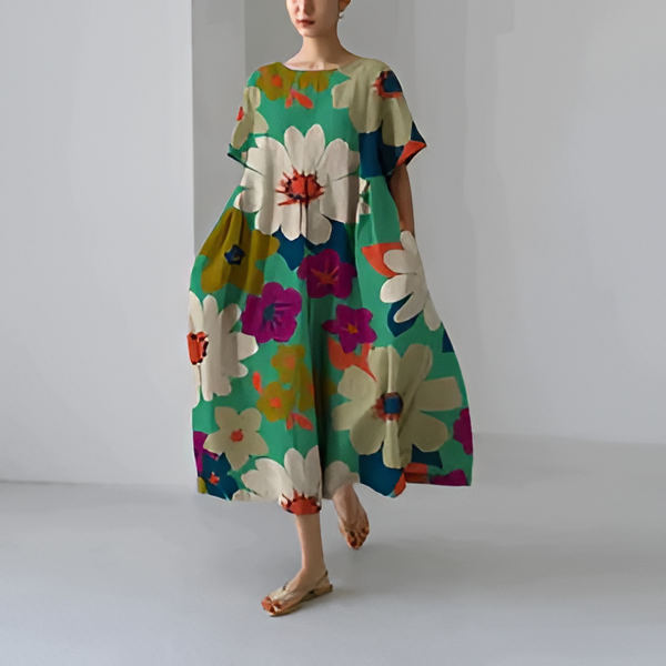 Casual And Elegant Dress With Flora Print