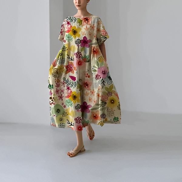 Casual And Elegant Dress With Flora Print