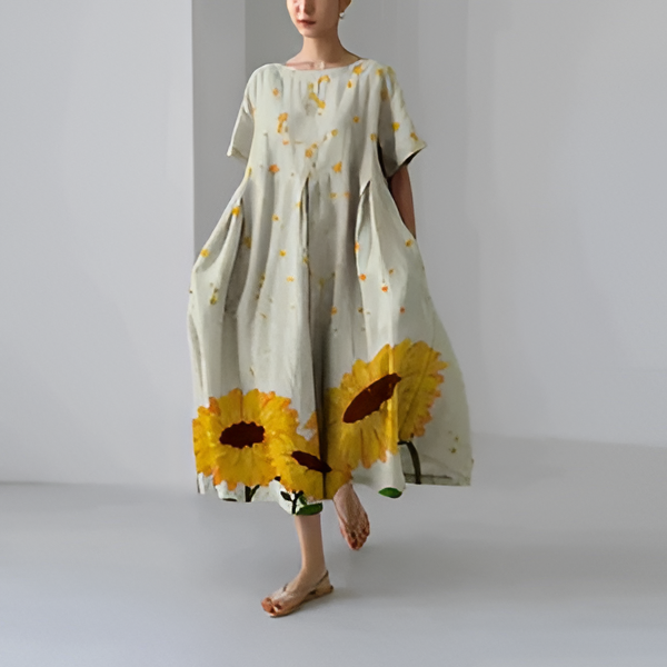 Casual And Elegant Dress With Flora Print