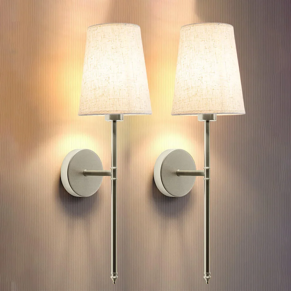 Wireless Fabric Wall Lights Set of 2