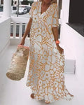 Long Dress With Short Sleeves and Print