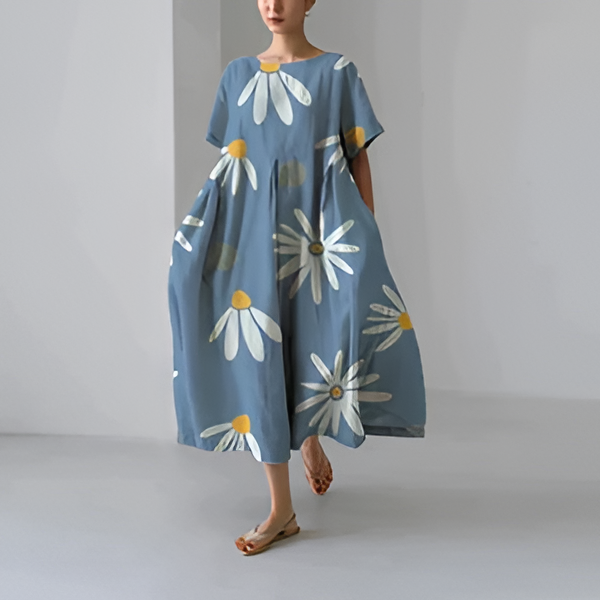 Casual And Elegant Dress With Flora Print