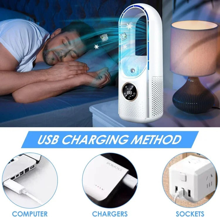 Blade-Free Silent Portable Air Conditioner for Home and Office