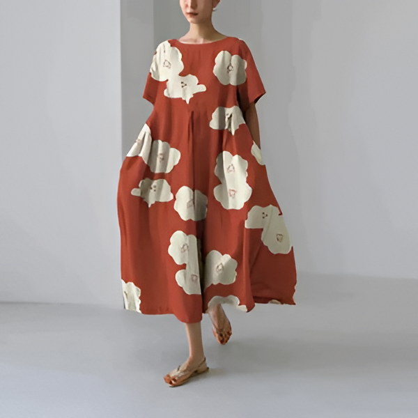 Casual And Elegant Dress With Flora Print