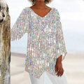 Women's vintage V-neck top with elegant fit