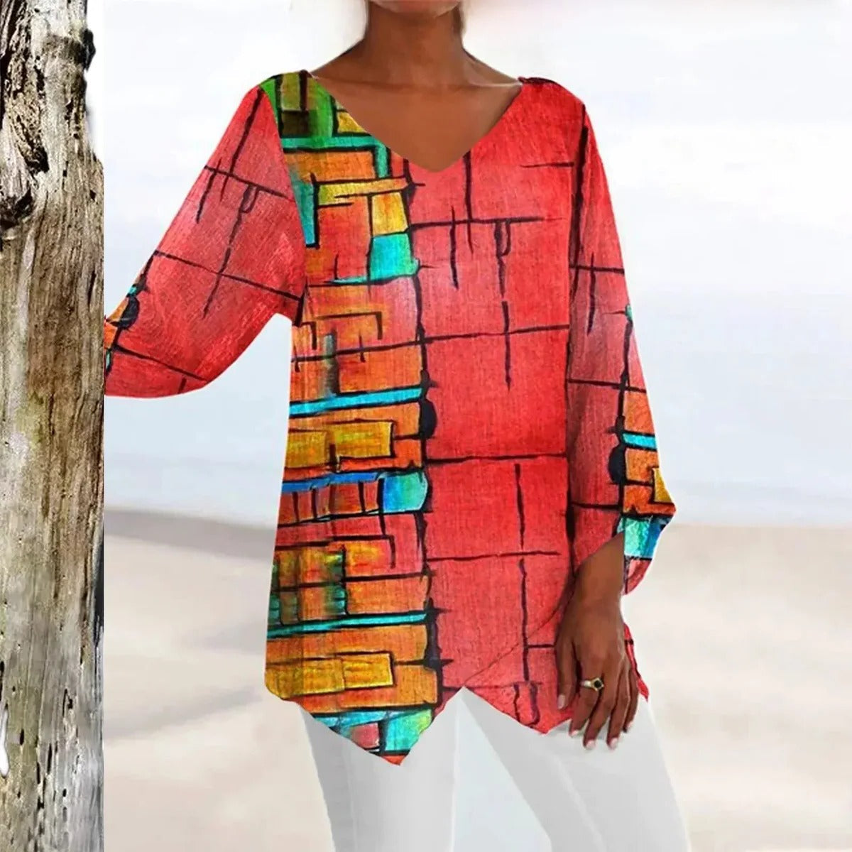 Women's Vintage V-Neck Top