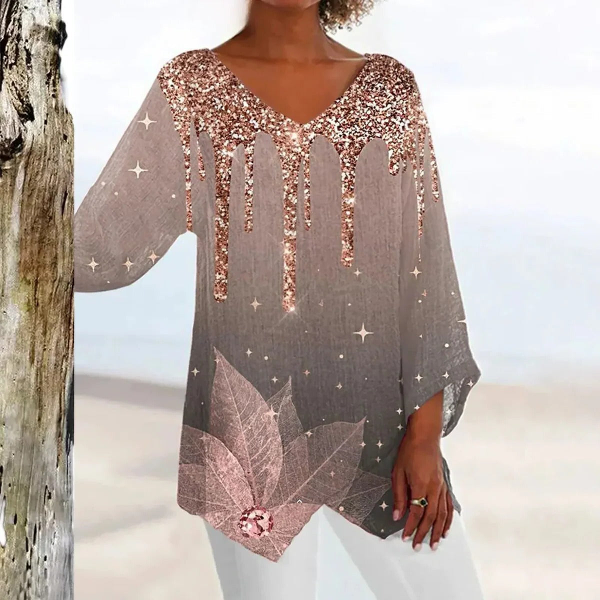 Women's Vintage V-Neck Top