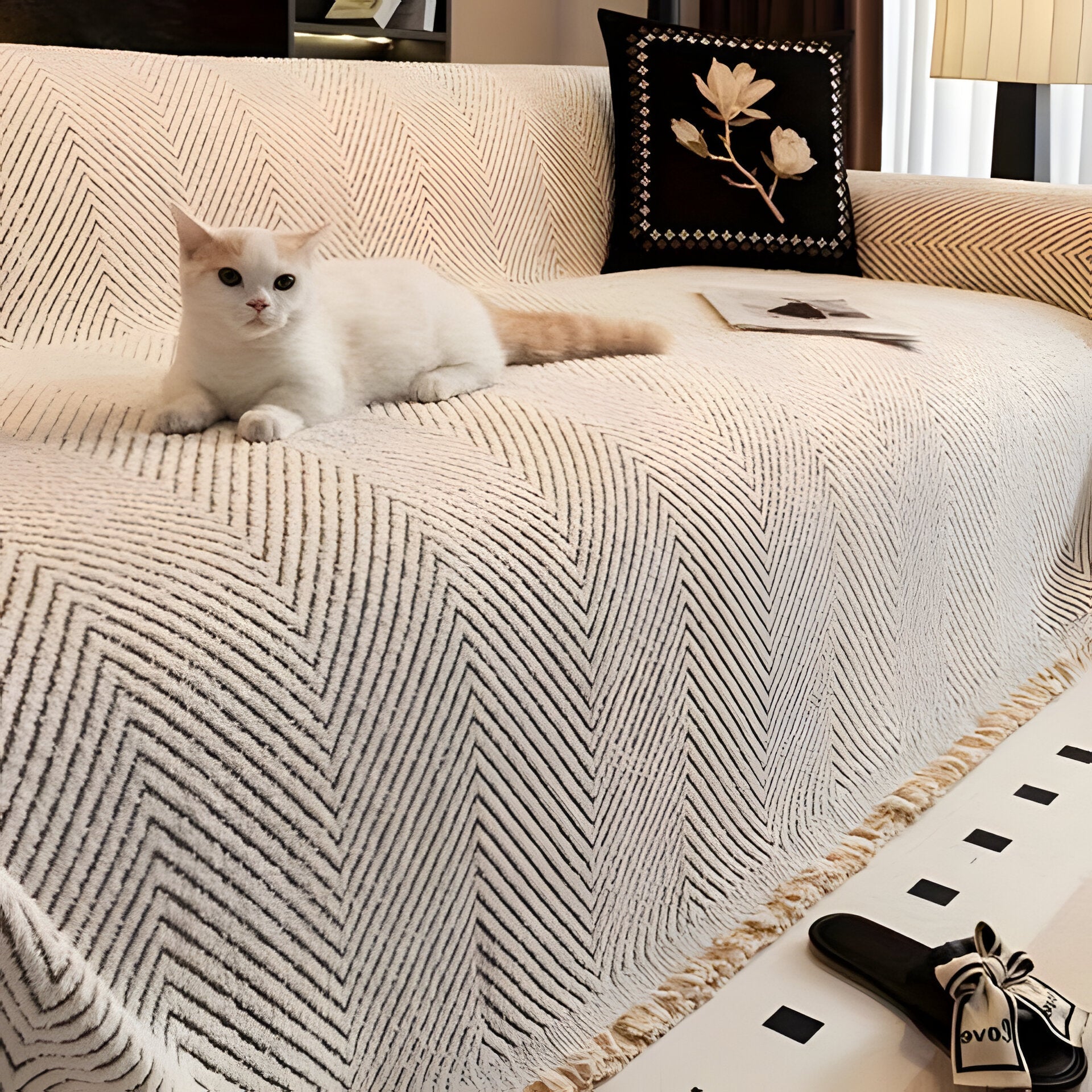 Stripe Herringbone Couch Cover