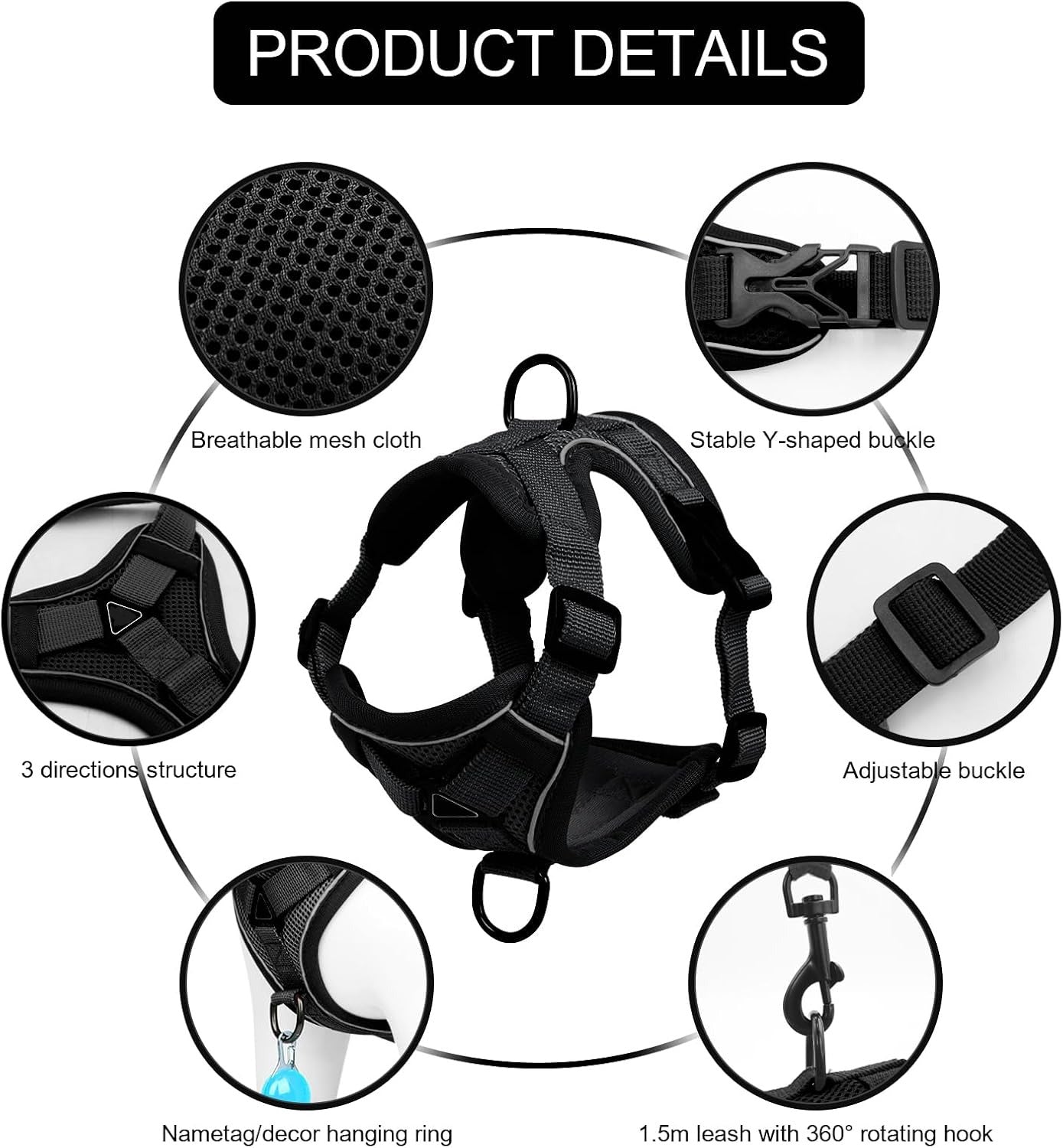 Reflective Cat Harness and Leash Set