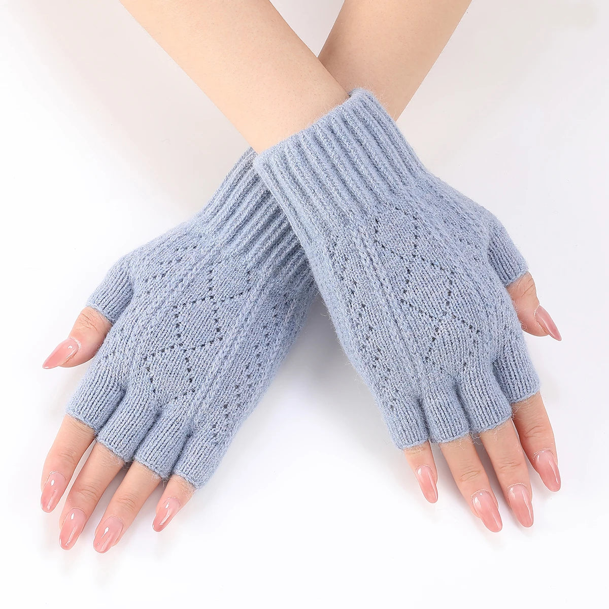 Soft Knit Fingerless Gloves For Winter