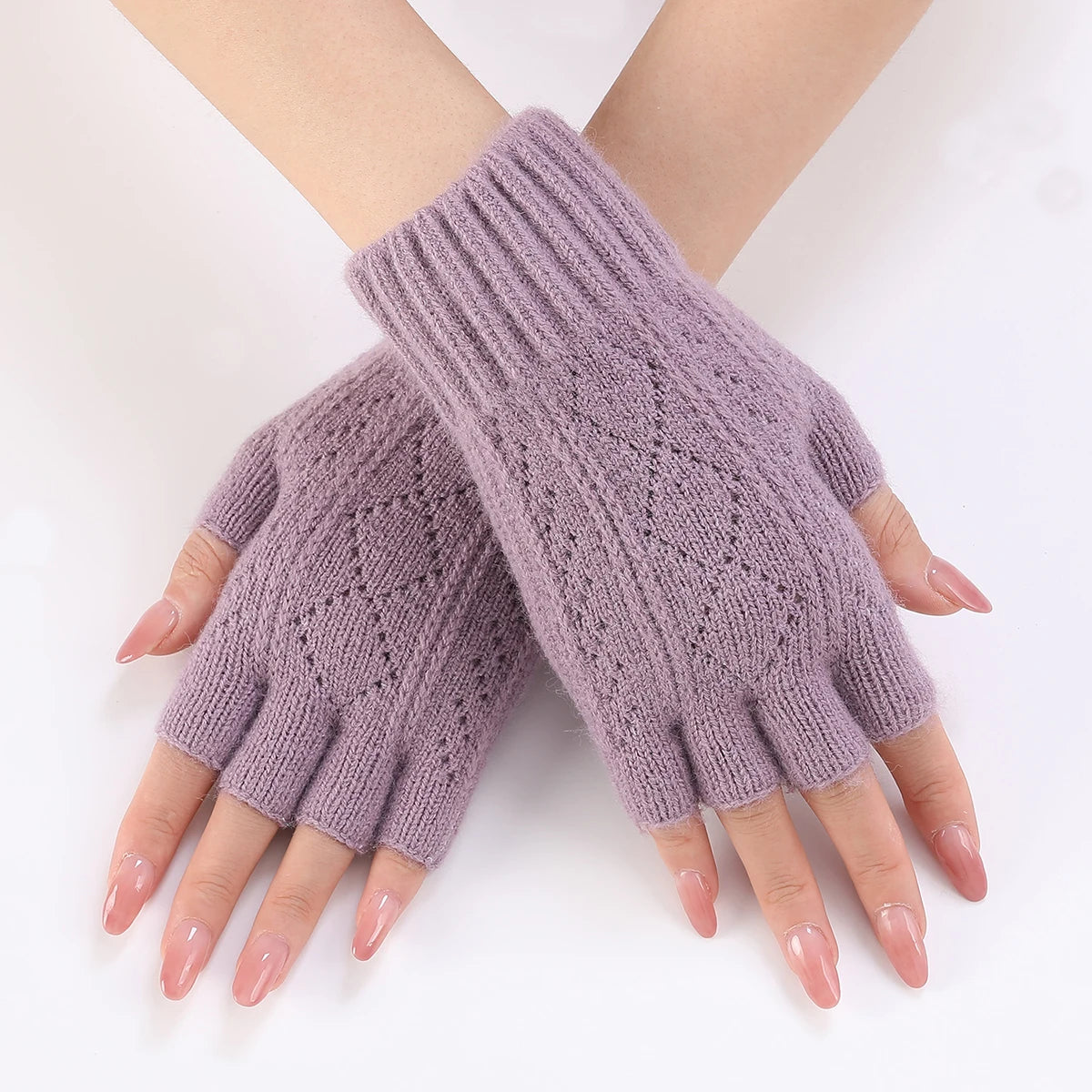 Soft Knit Fingerless Gloves For Winter