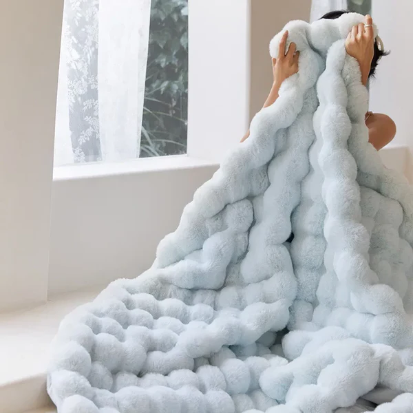 Faux Rabbit Fur Throw Blanket