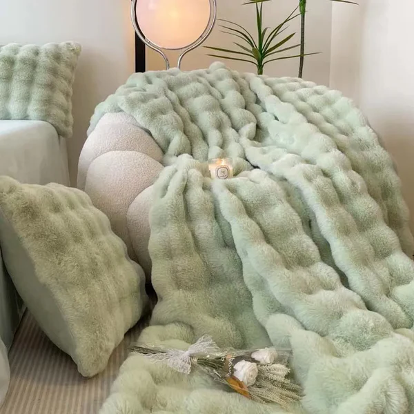 Faux Rabbit Fur Throw Blanket