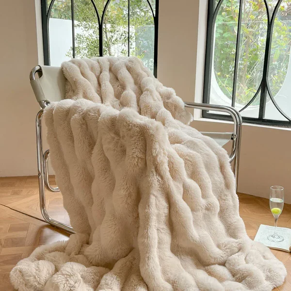 Faux Rabbit Fur Throw Blanket