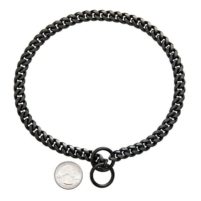 Dog Chain Collar Black Gold Stainless Steel