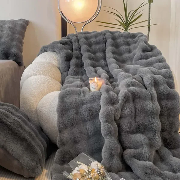 Faux Rabbit Fur Throw Blanket