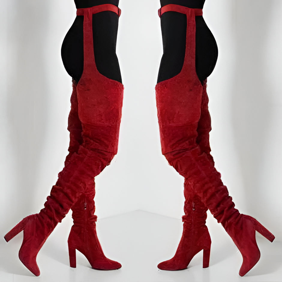 Women's Faux Suede Thigh-High Boots