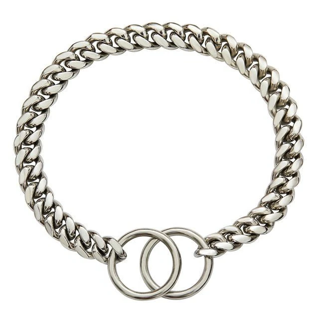 Dog Chain Collar Black Gold Stainless Steel