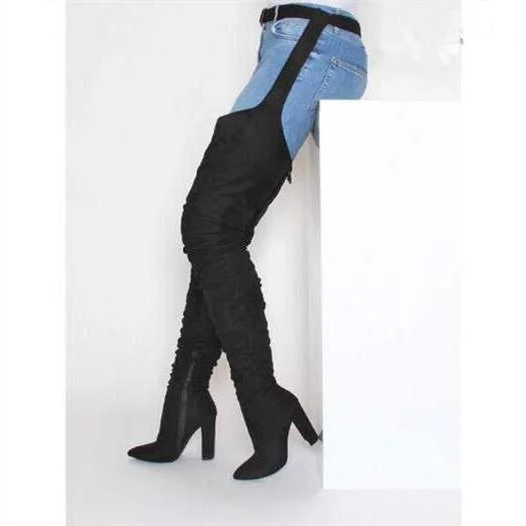 Women's Faux Suede Thigh-High Boots