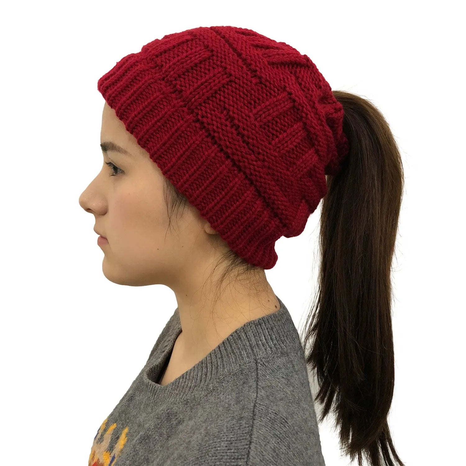 Women's Winter Ponytail Knit Hat